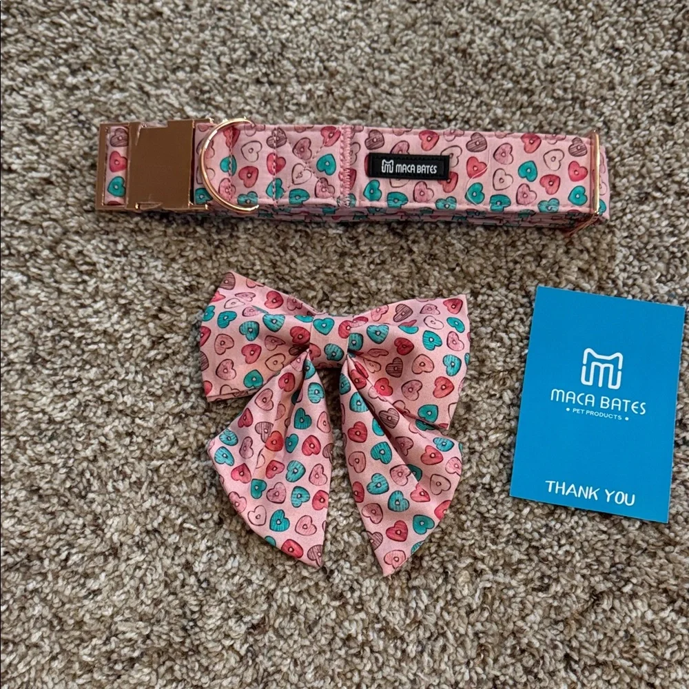 Maca Bates Pet Collar and Bow Tie Set Size XL